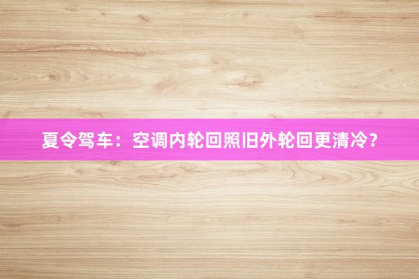夏令驾车：空调内轮回照旧外轮回更清冷？